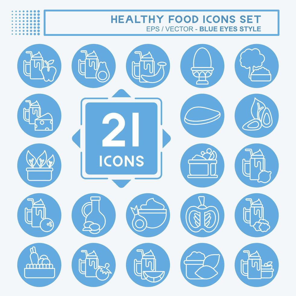 Icon Set Healthy Food. related to Fruit symbol. blue eyes style. simple design illustration vector