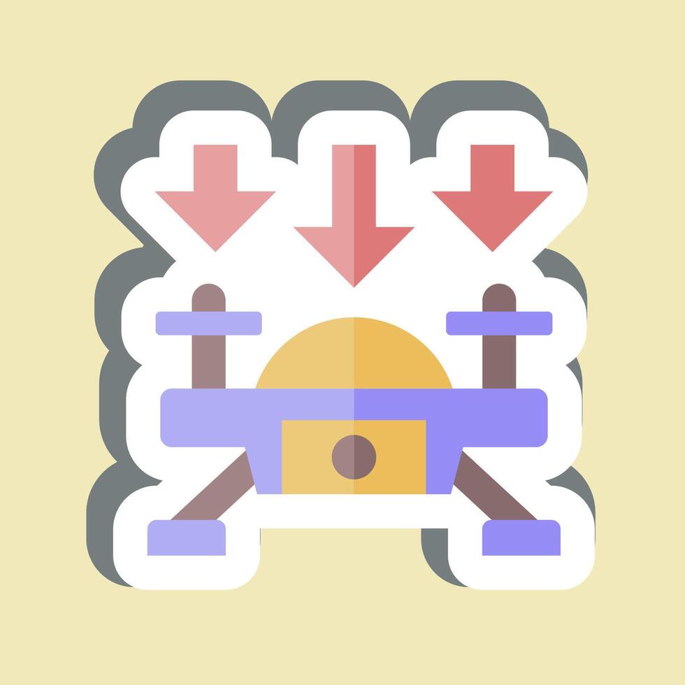 Sticker Fly Down. related to Drone symbol. simple design illustration vector