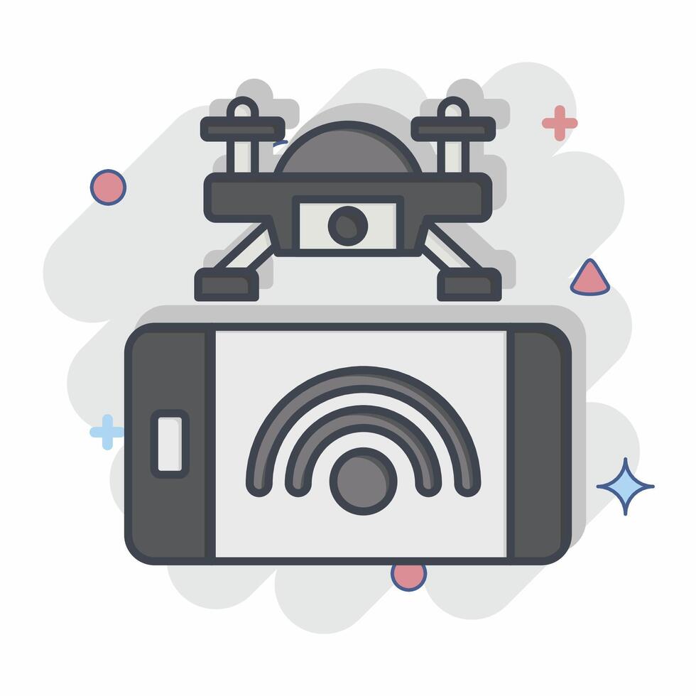 Icon Smartphone Control. related to Drone symbol. comic style. simple design illustration vector