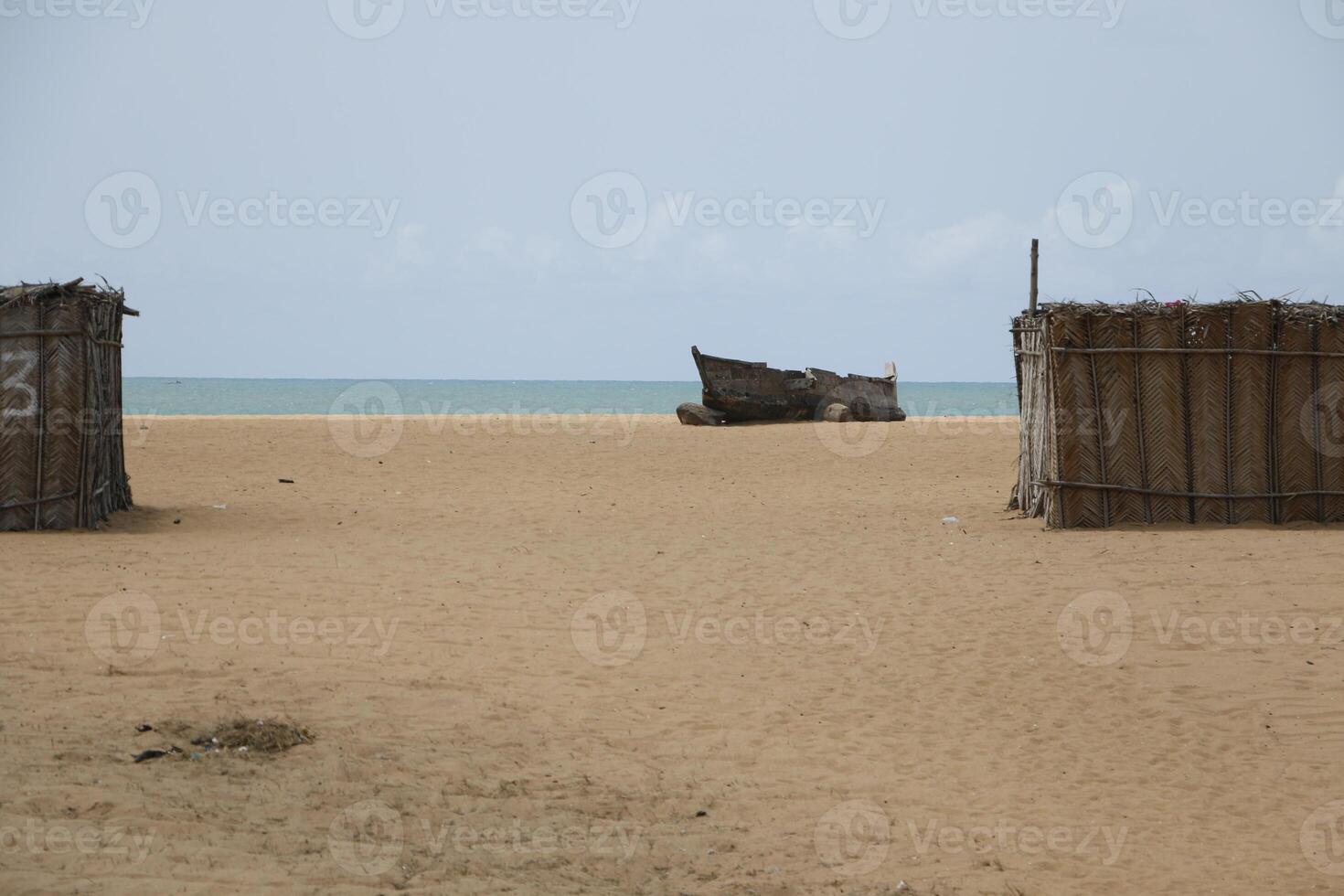 fishermen boat at the beach in Benin photo