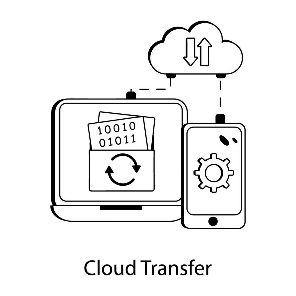 Trendy Cloud Transfer vector