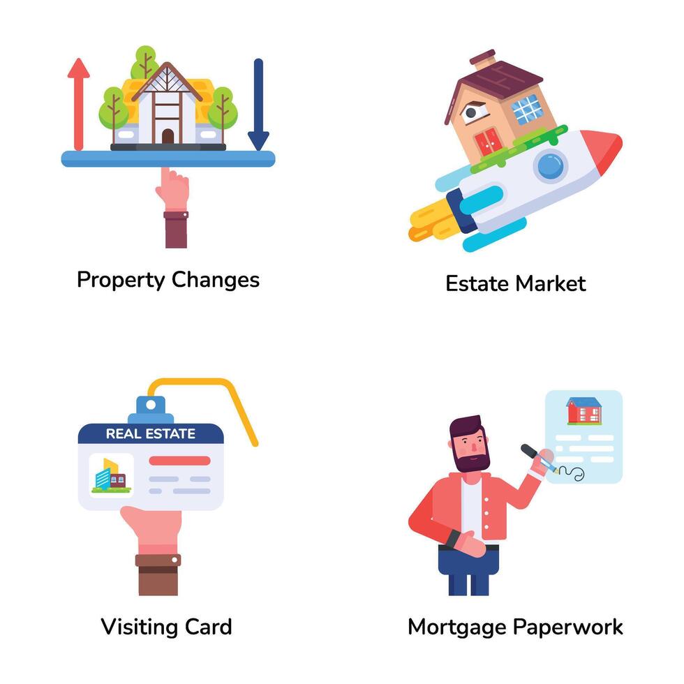 Set of Property Operations Flat Icons vector