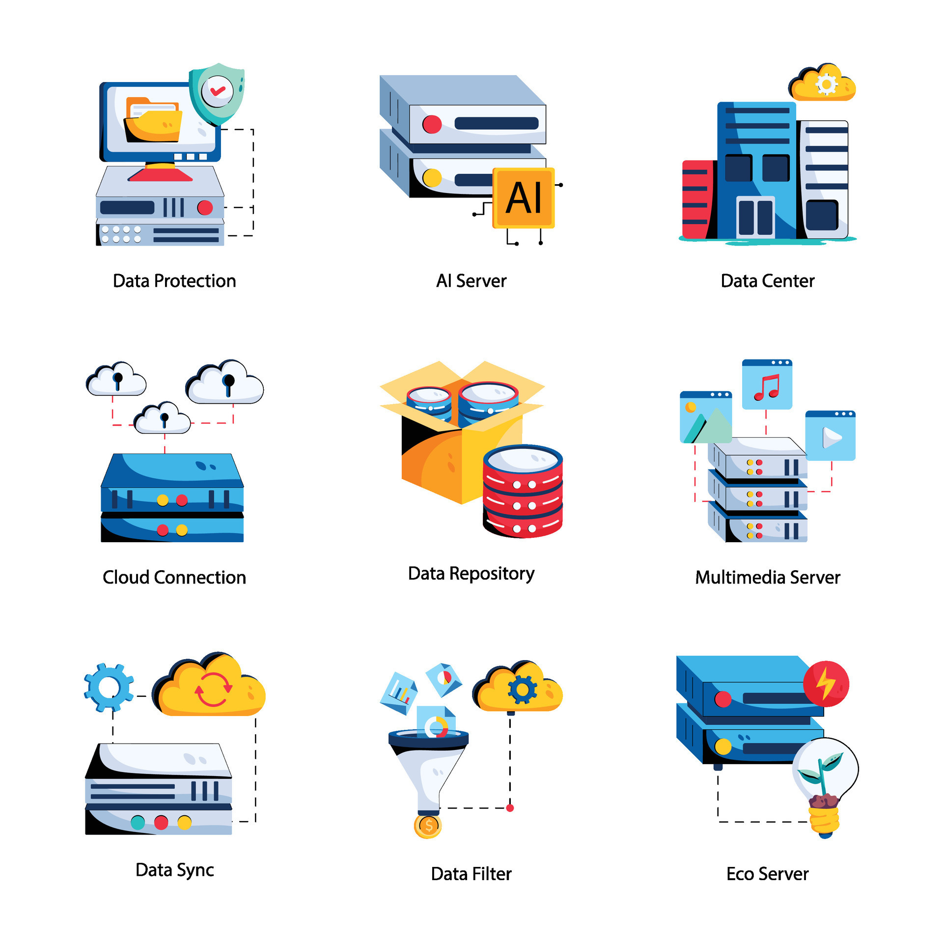 Bundle of Data Operations Flat Icons 43339508 Vector Art at Vecteezy