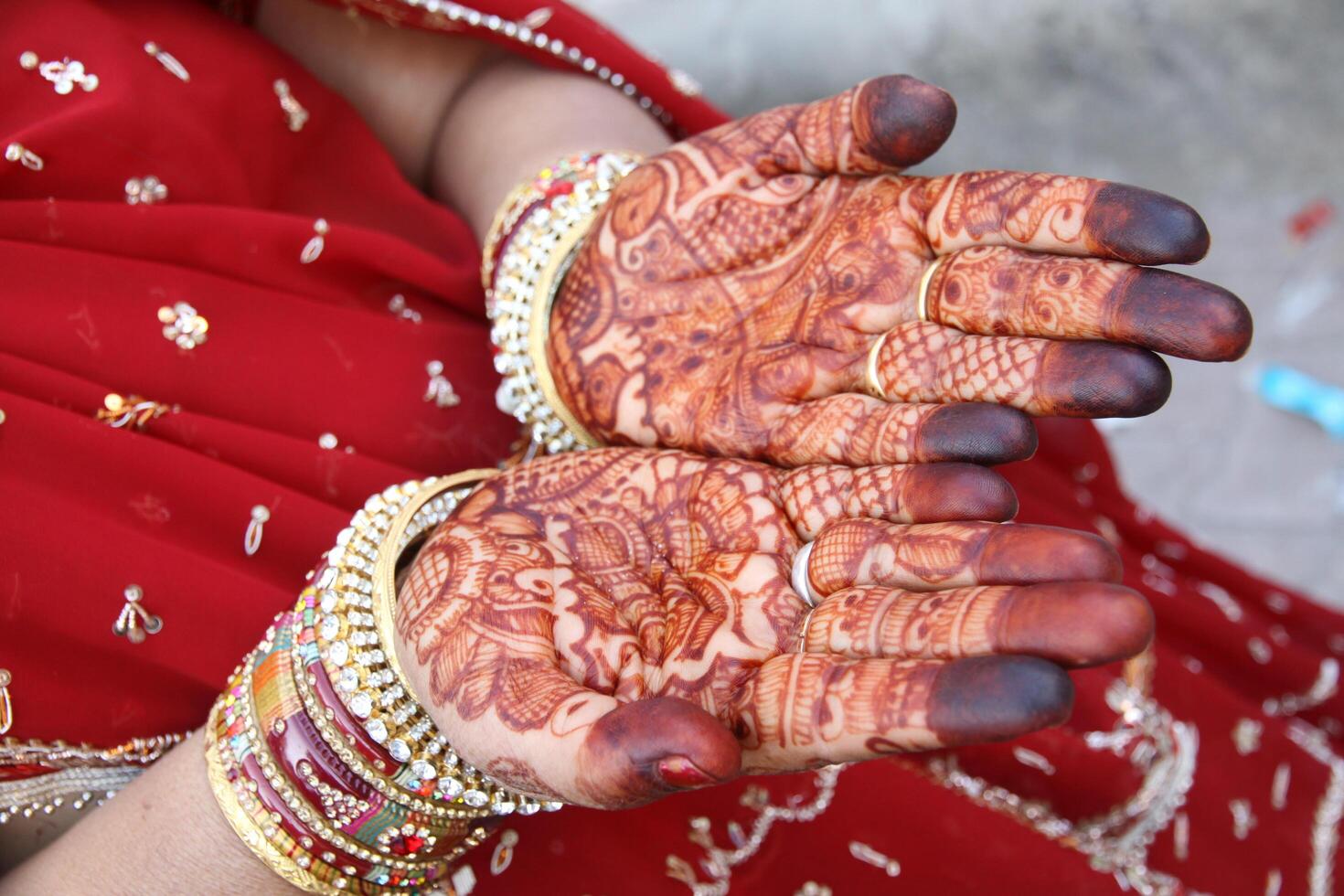 henna or mehndi tattoos on hands photo