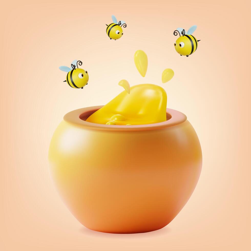 3d Organic Product Fresh Honey Concept Background Cartoon vector