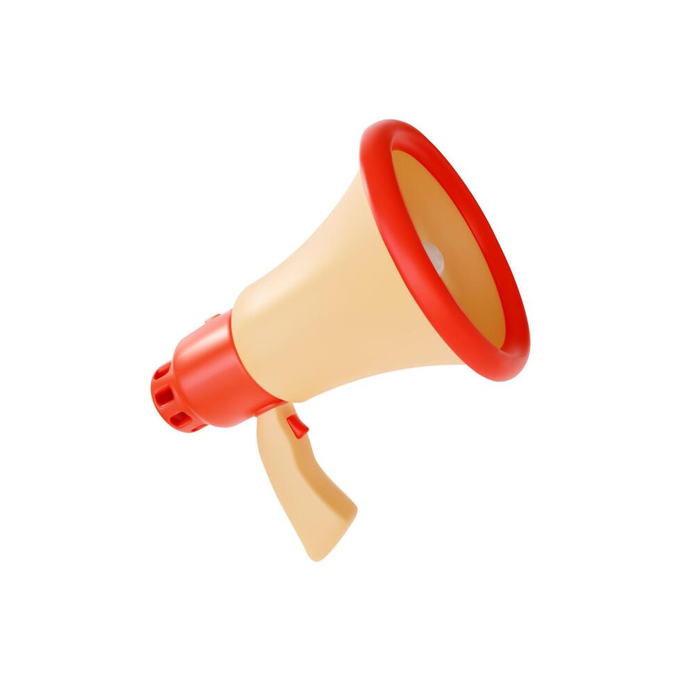 3d Red and White Colored Megaphone Cartoon Style vector