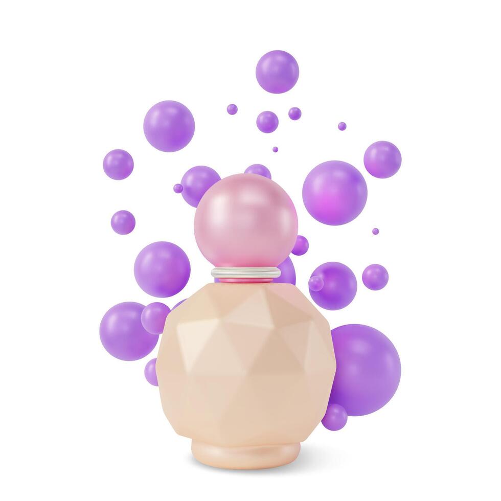 3d perfume botella dibujos animados diseño estilo. vector