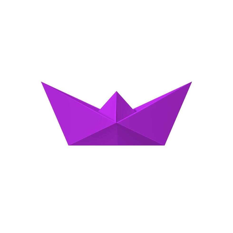 Realistic Detailed 3d Violet Folded Paper Boat vector