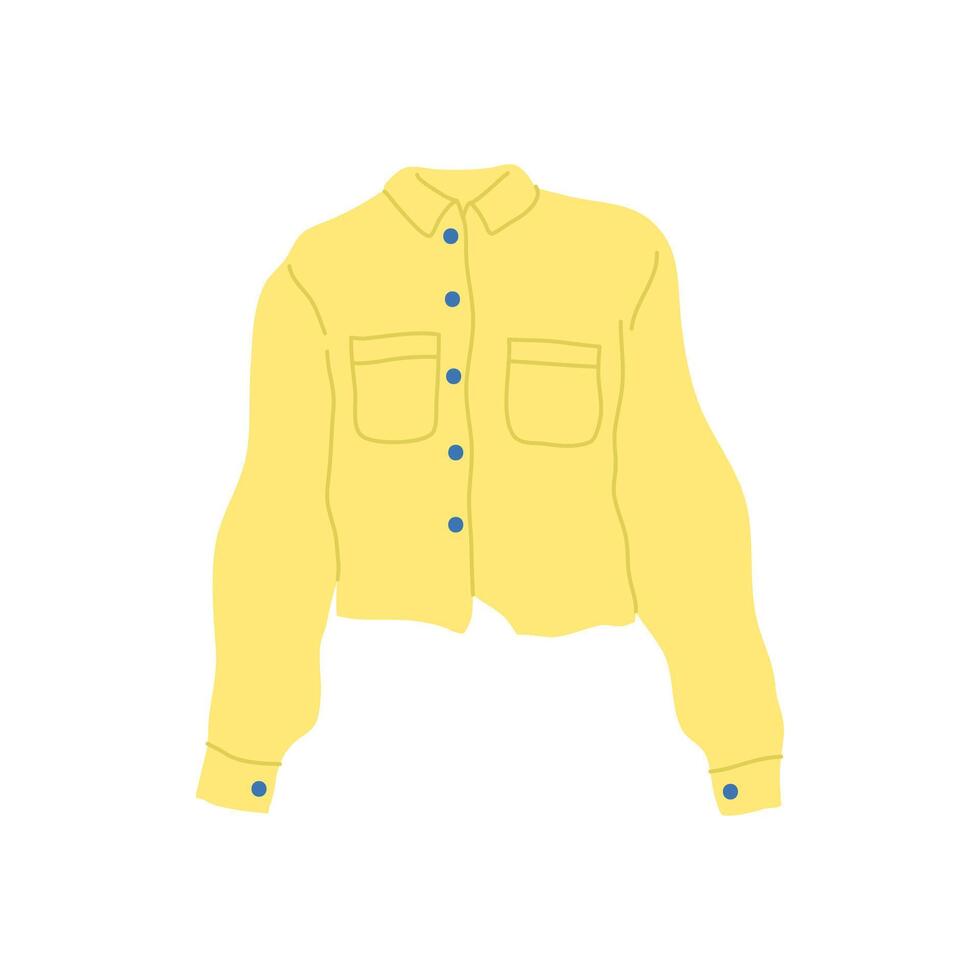 Cartoon Clothe Female Yellow Jacket. vector