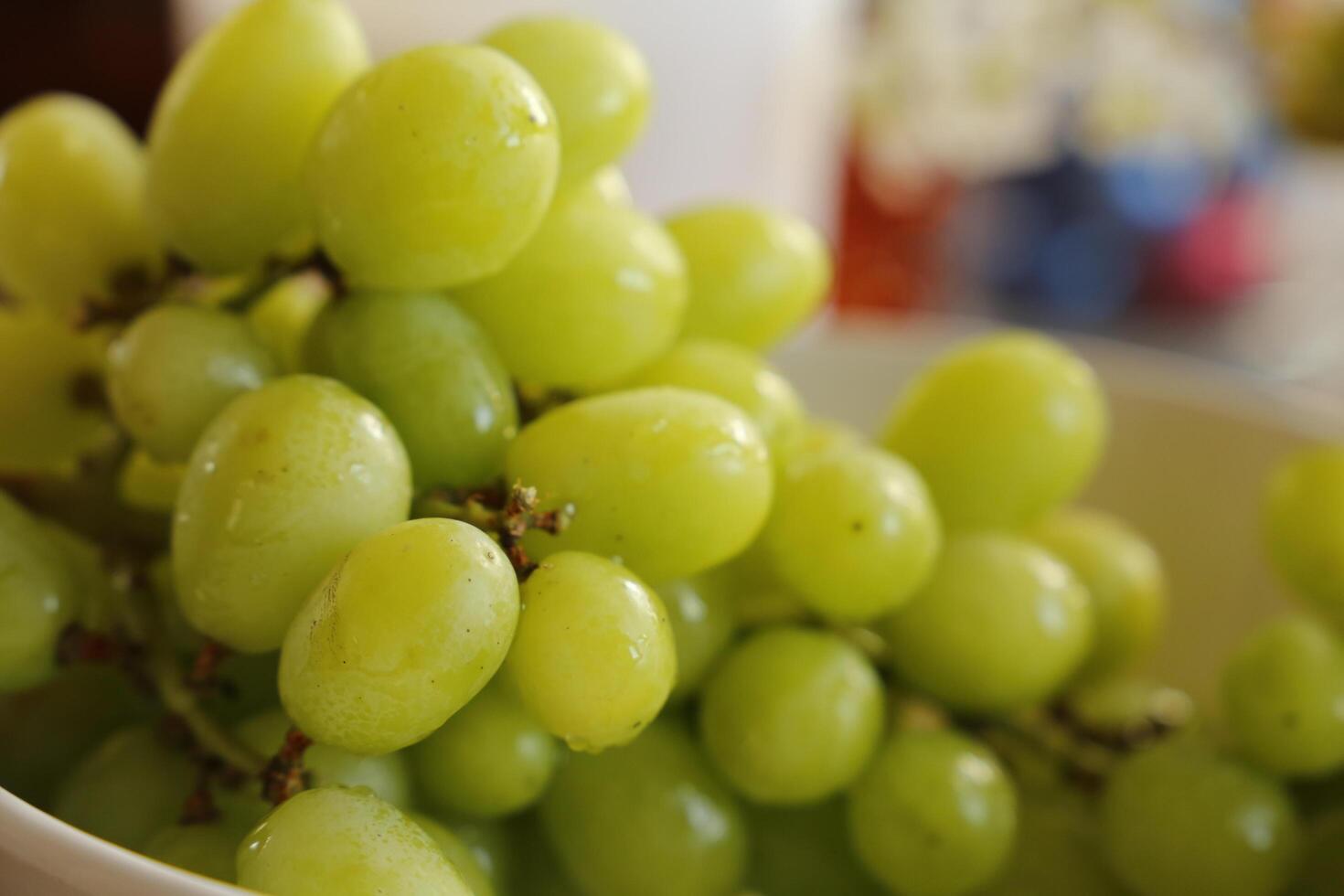 delicious white green grapes photo