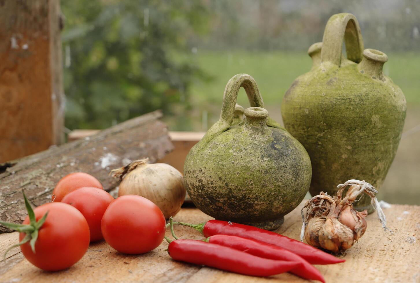 Fresh vegetables picked fresh from the garden photo