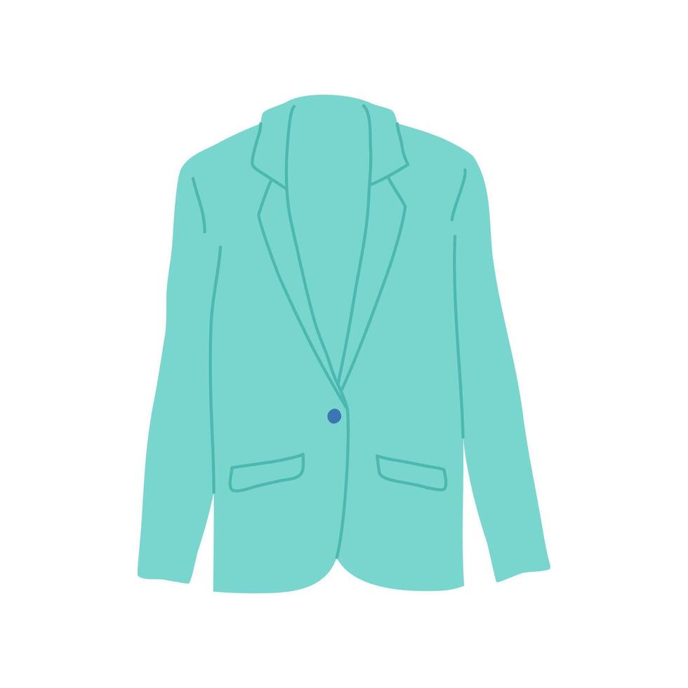 Cartoon Clothe Female Green Blazer. vector