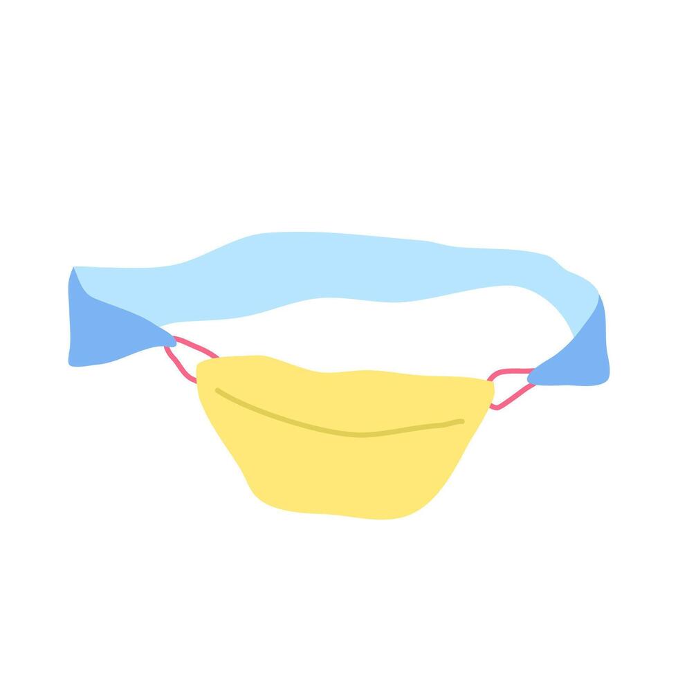Cartoon Clothe Female Yellow and Blue Belt Bag. vector