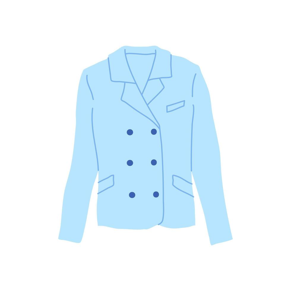 Cartoon Clothes Male Blue Blazer. vector