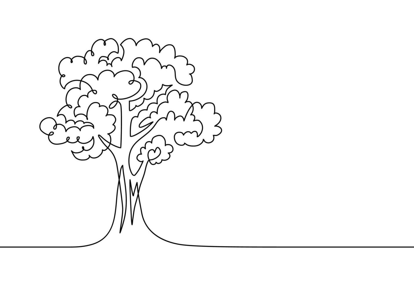 One Black Thin Line Drawing Abstract Tree Sign vector