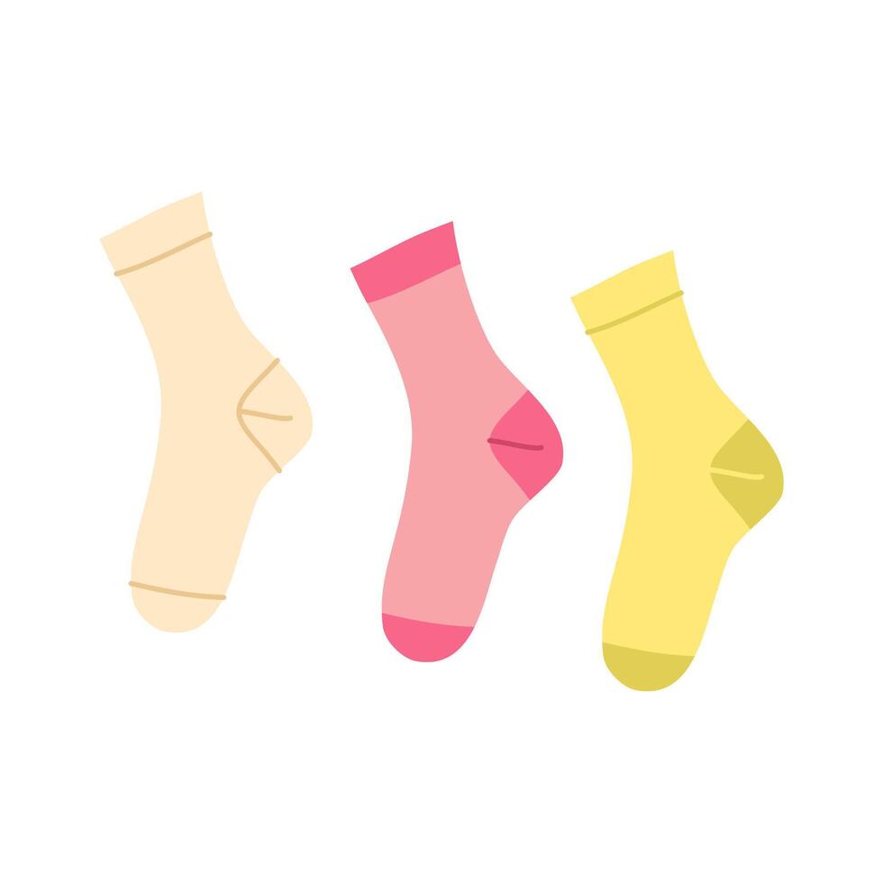 Cartoon Color Clothes Female Socks Set. vector