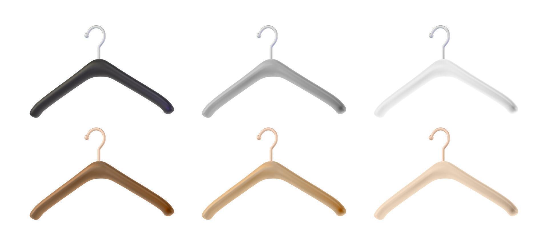 3d Different Color Hangers Set Cartoon Design Style. vector