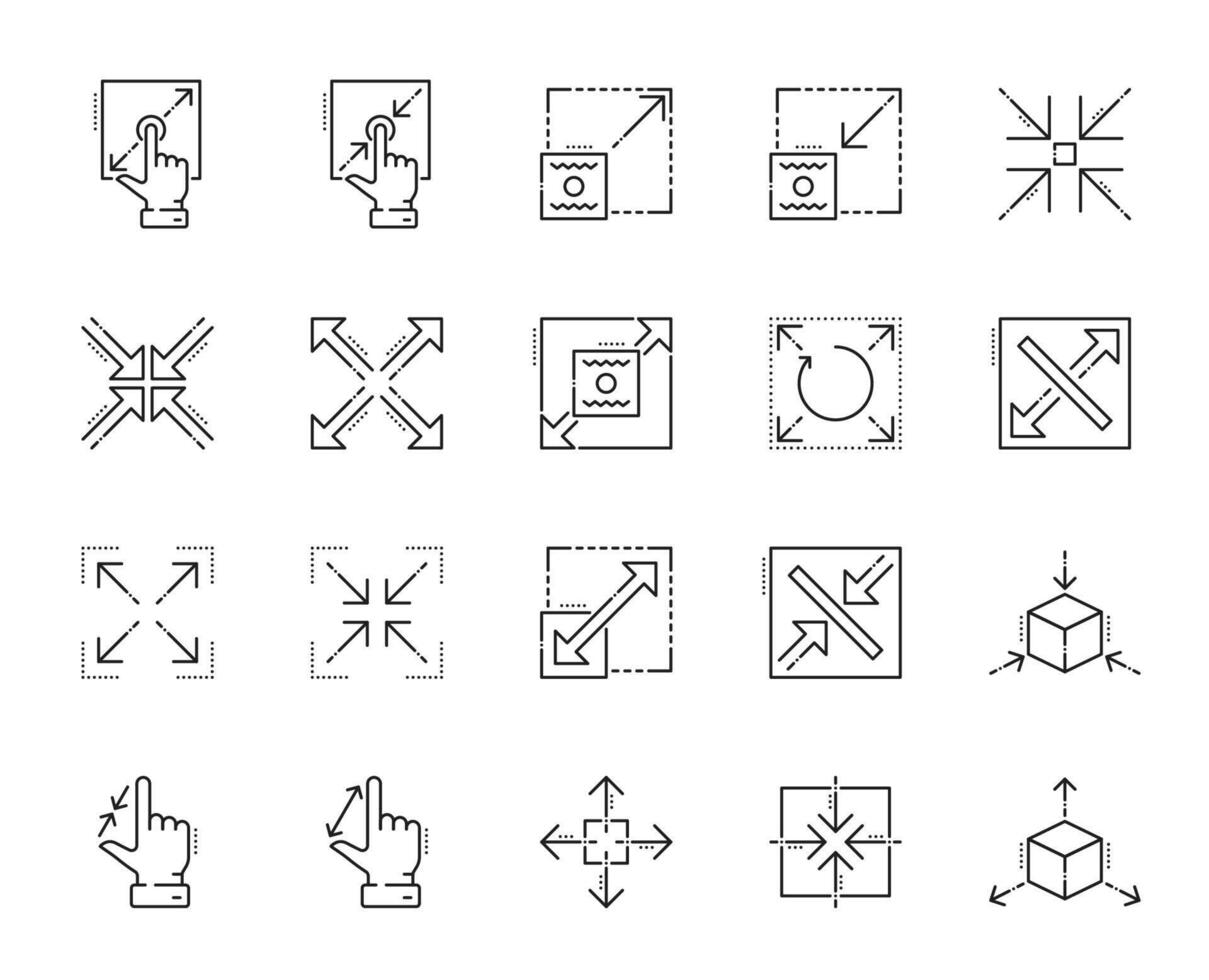 Resize and scale icons. Reduce, zoom, expand signs vector