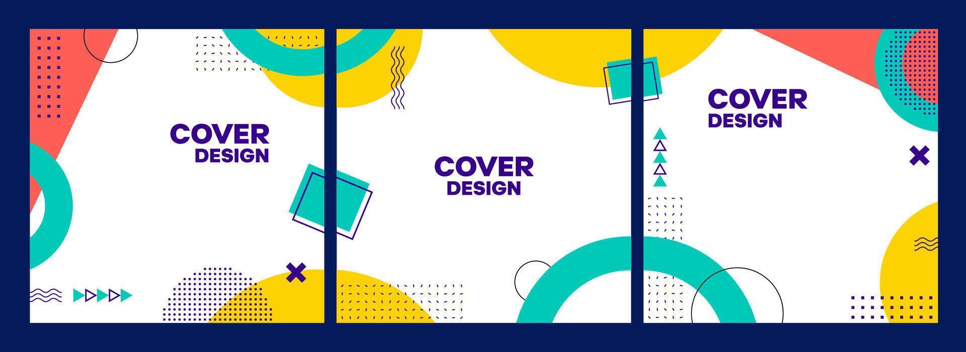 Abstract modern geometric cover, Memphis shapes vector