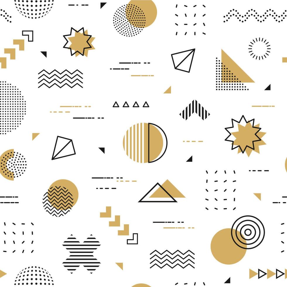Hipster Memphis pattern, abstract geometric shapes vector