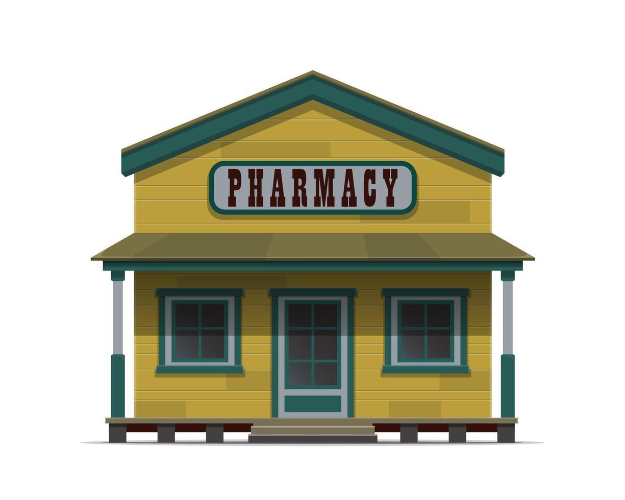 Western pharmacy building, wild west drug store vector