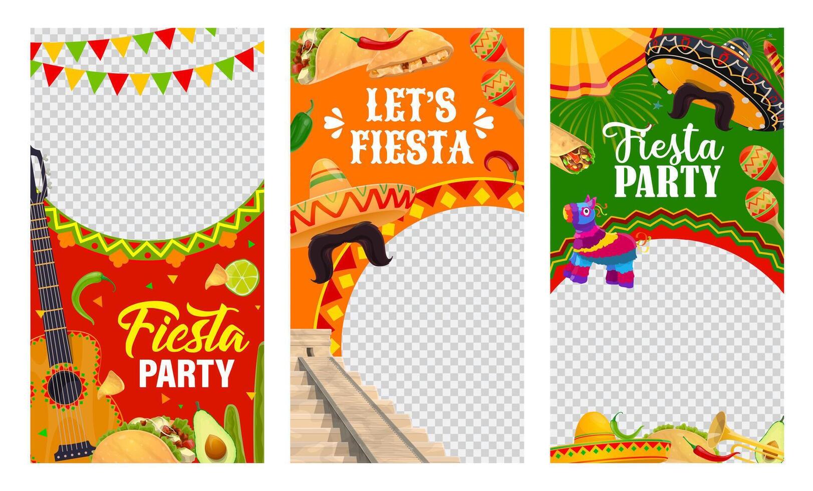 Mexican fiesta party banner templates for holidays vector