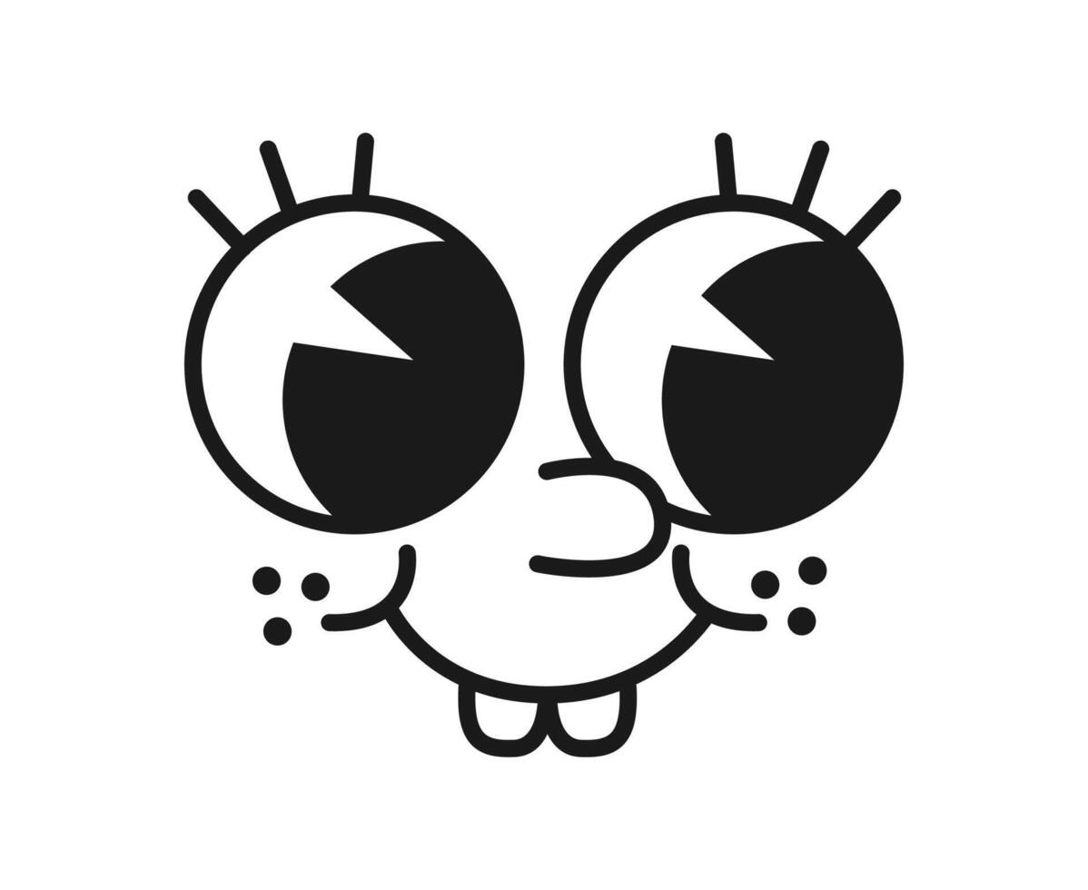 Cartoon retro emoji character with toothy smile vector