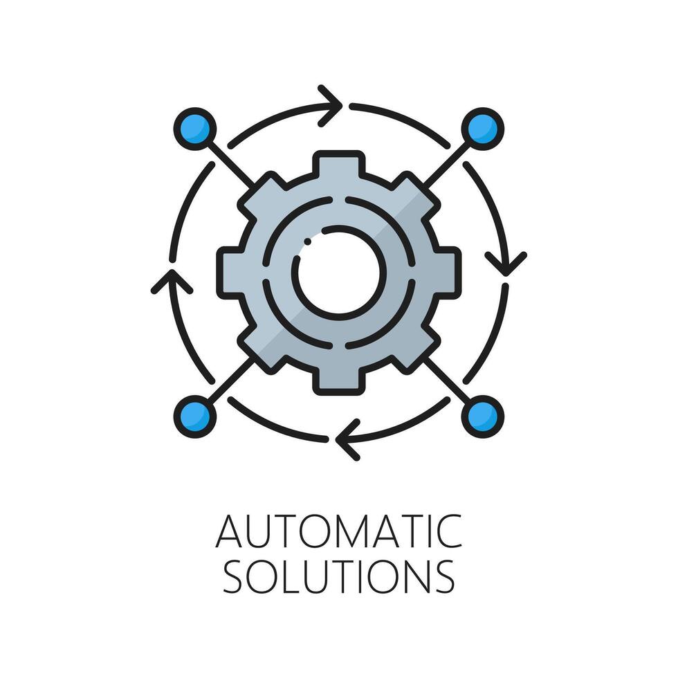 Machine learning line icon of automatic solutions vector