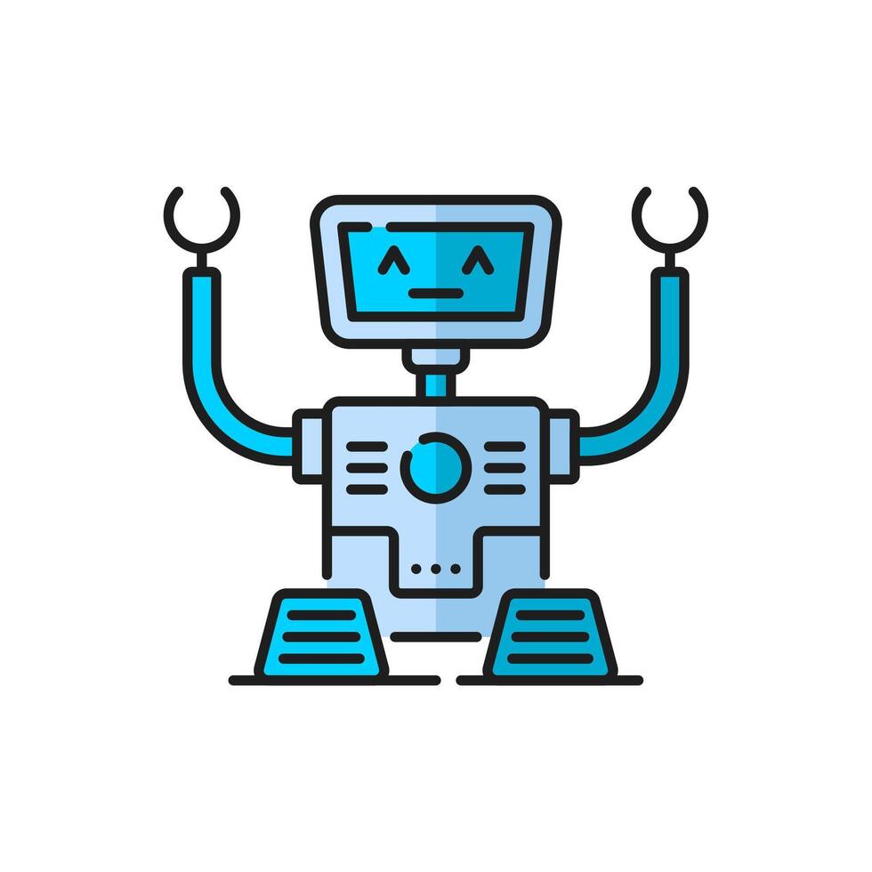 Robot, retro droid, virtual bot outline icon vector