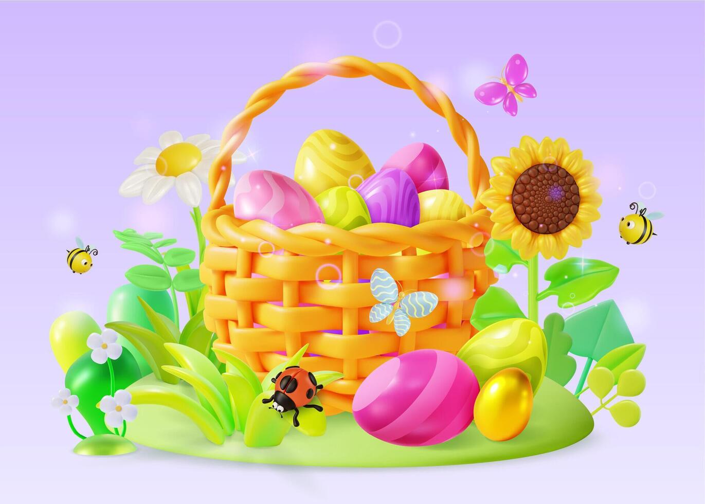 3d Happy Easter Big Sale Concept Background Cartoon vector