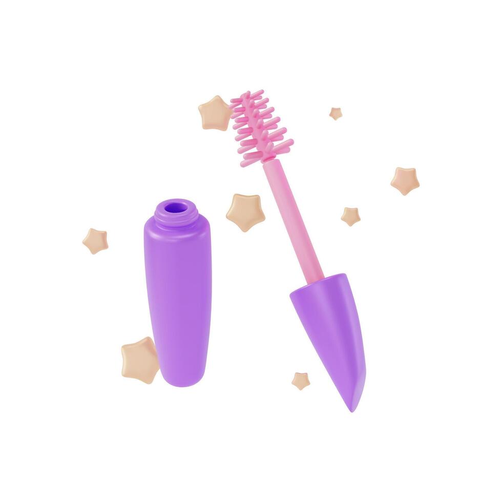 3d Mascara Open Tube Packaging Template Cartoon Design Style. vector