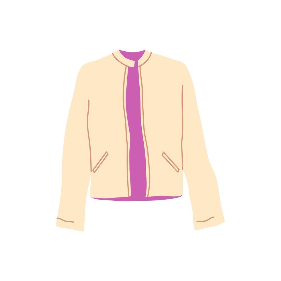 Cartoon Clothes Male Beige Jacket. vector