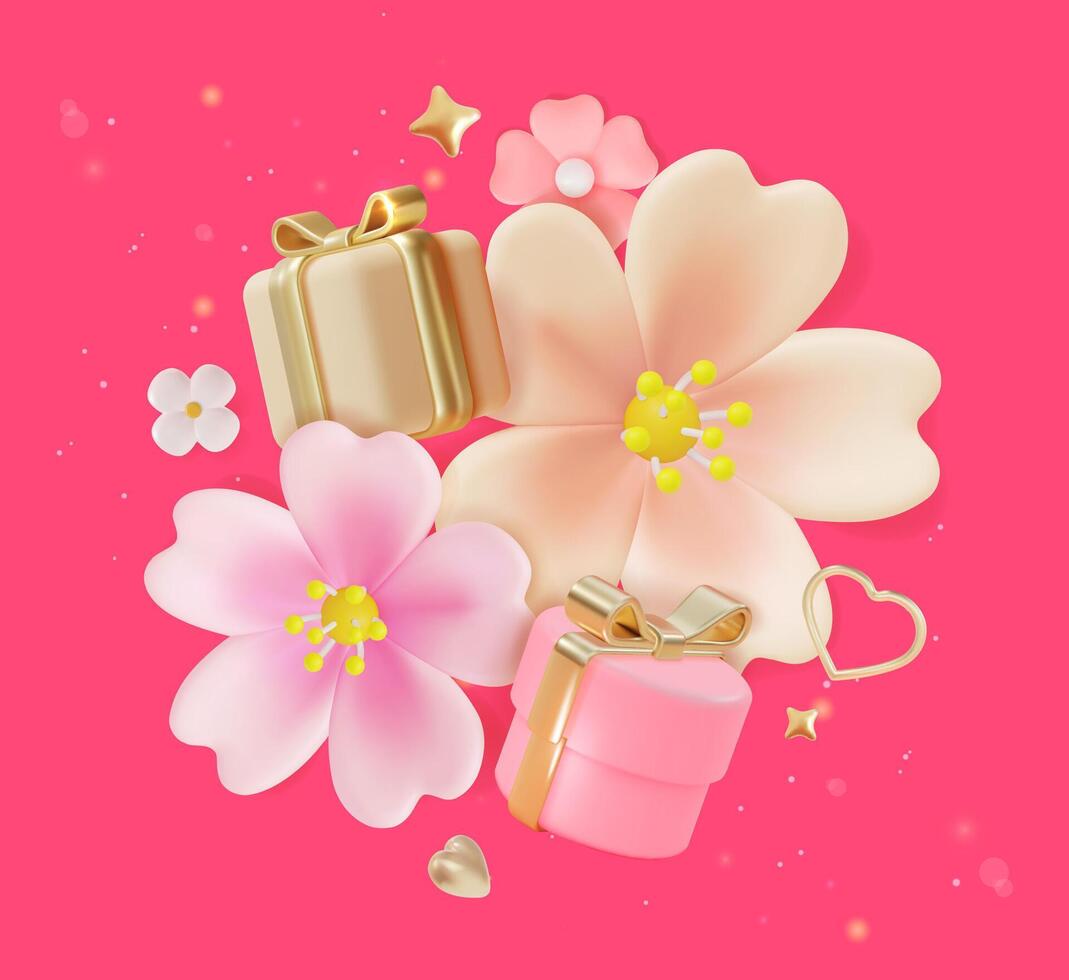 3d Happy Woman Day Concept Background Cartoon vector