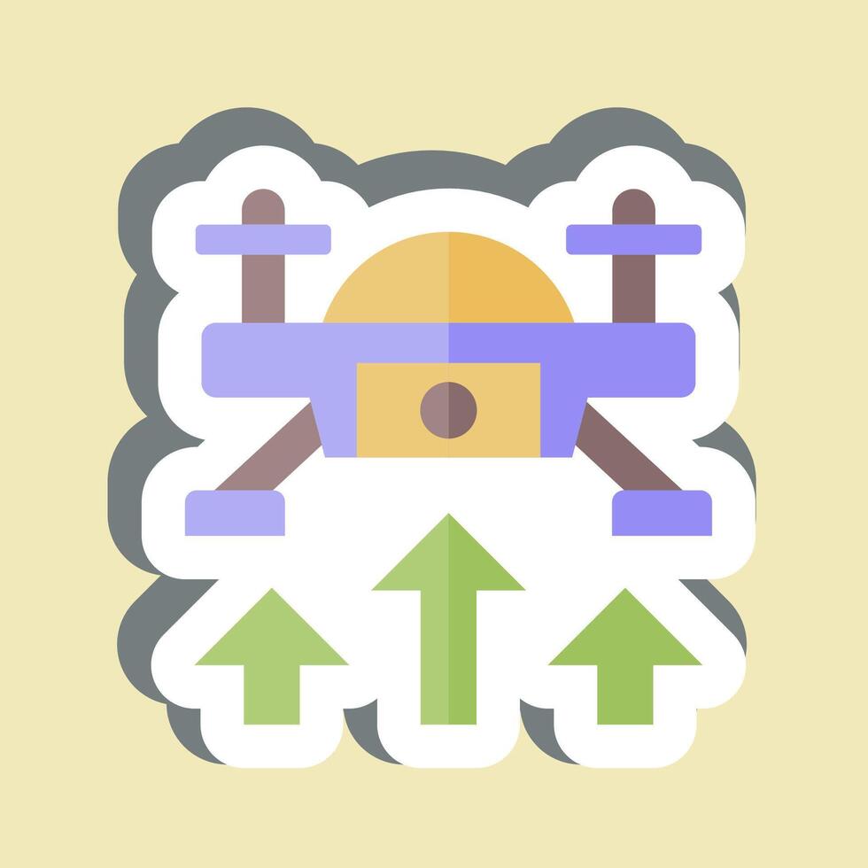 Sticker Fly Up. related to Drone symbol. simple design illustration 1 vector