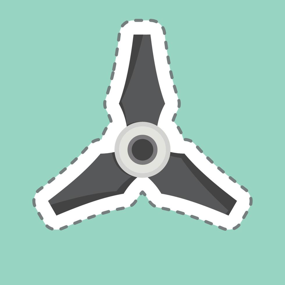 Sticker line cut Three Blades Propeller. related to Drone symbol. simple design illustration vector