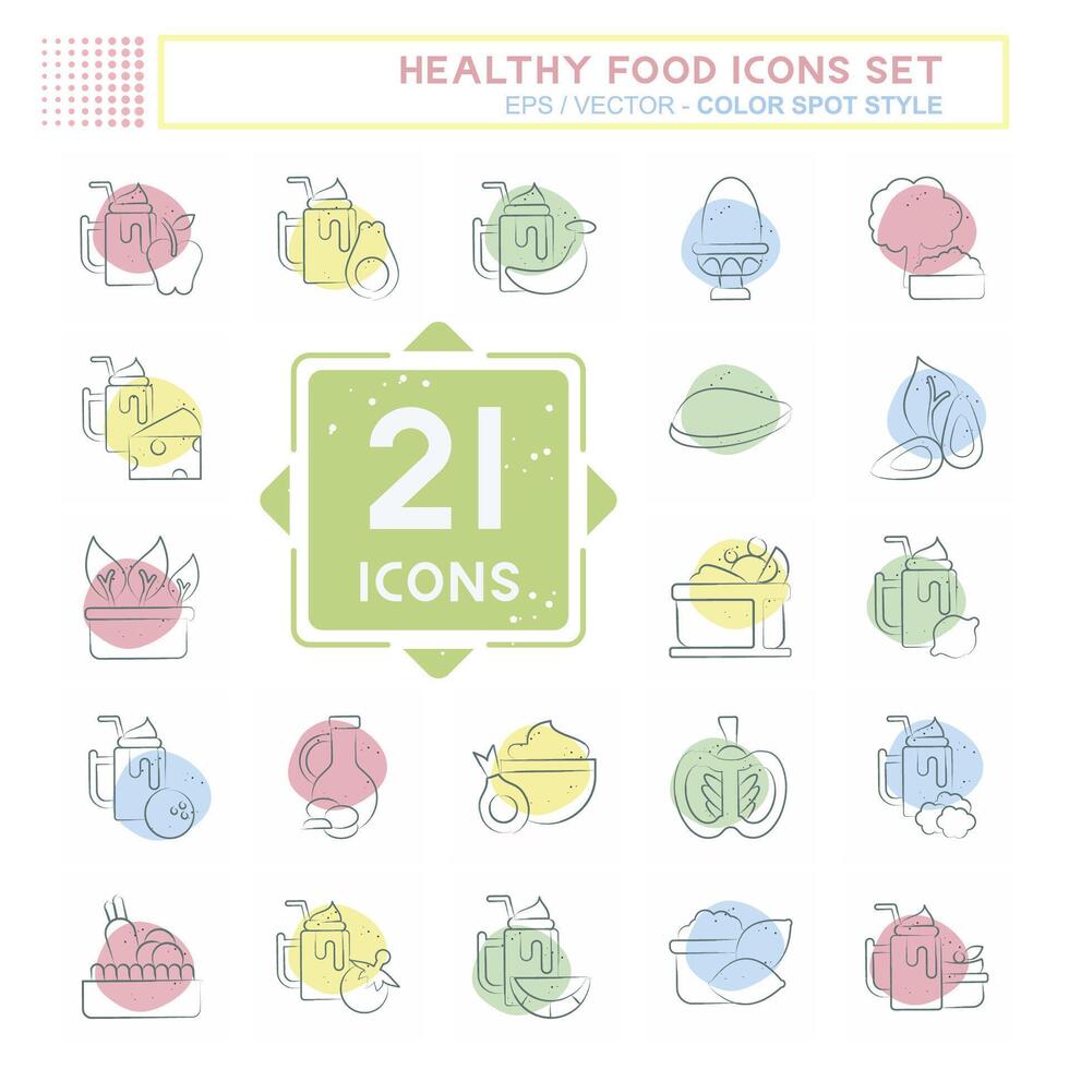 Icon Set Healthy Food. related to Fruit symbol. Color Spot Style. simple design illustration vector