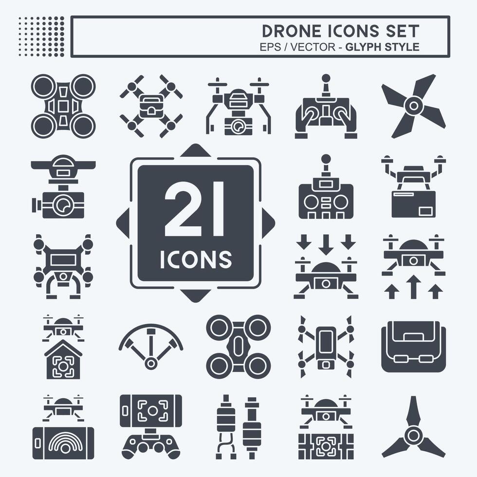 Icon Set Drone. related to Technology symbol. glyph style. simple design illustration vector