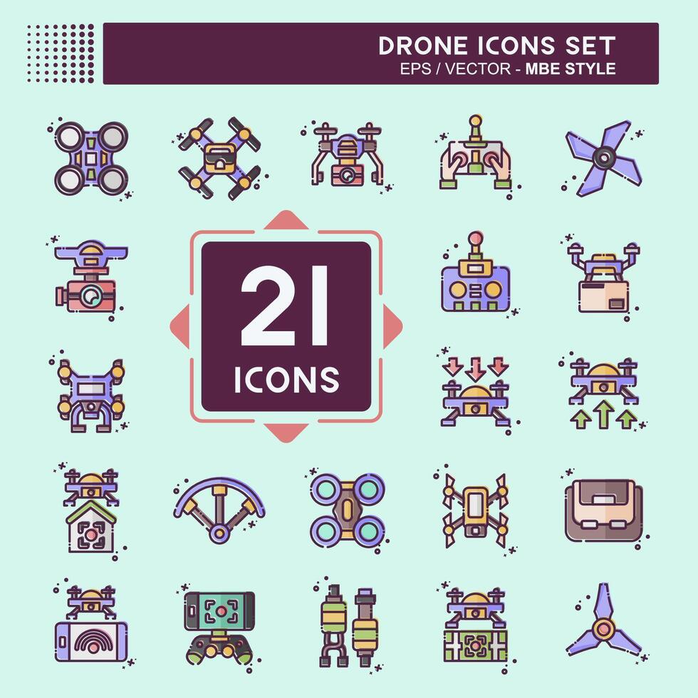 Icon Set Drone. related to Technology symbol. MBE style. simple design illustration vector