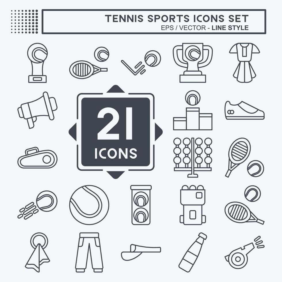icono conjunto tenis Deportes. relacionado a pasatiempo símbolo. línea estilo. sencillo diseño ilustración vector