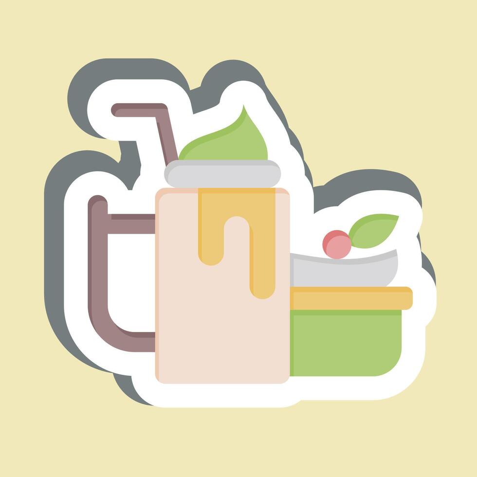 Sticker Yogurt. related to Healthy Food symbol. simple design illustration vector