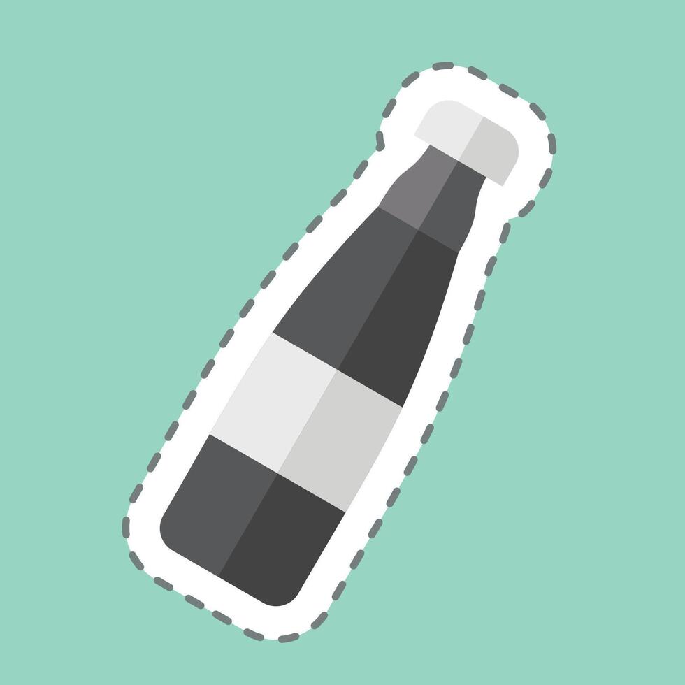 Sticker line cut Water Bottle. related to Tennis Sports symbol. simple design illustration vector