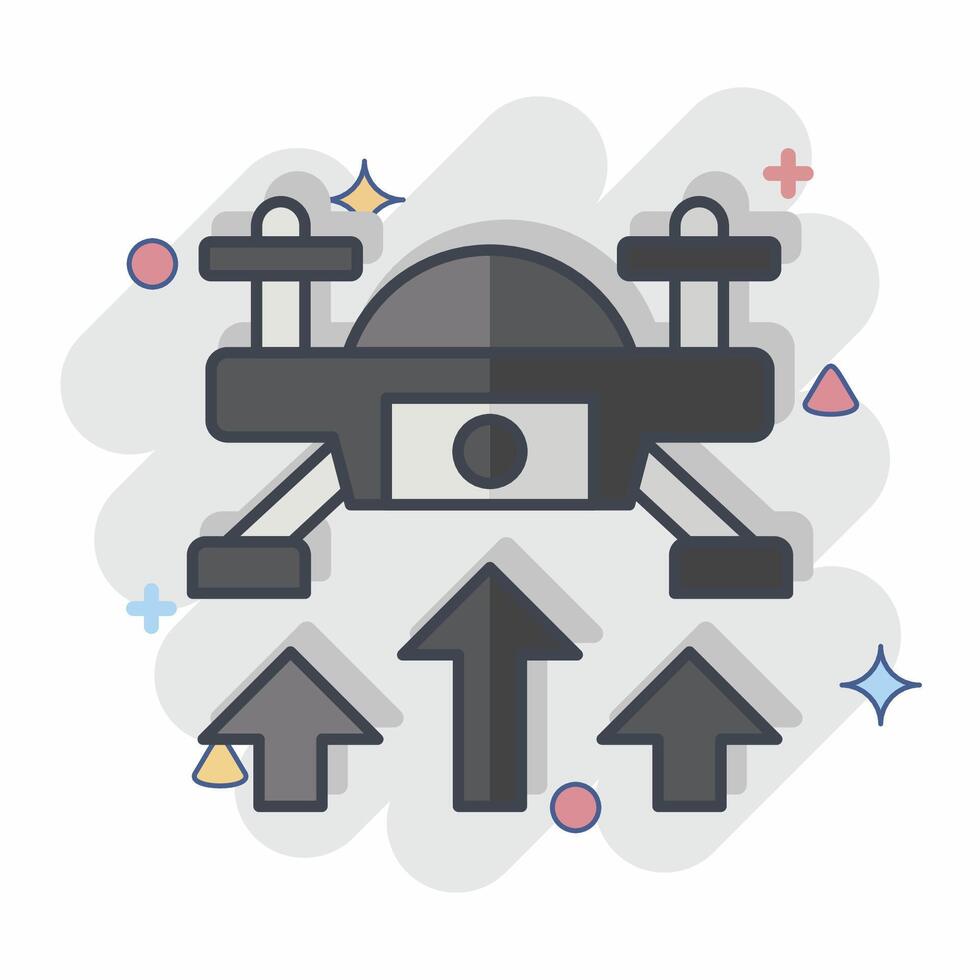 Icon Fly Up. related to Drone symbol. comic style. simple design illustration 1 vector