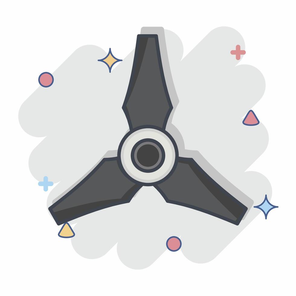 Icon Three Blades Propeller. related to Drone symbol. comic style. simple design illustration vector