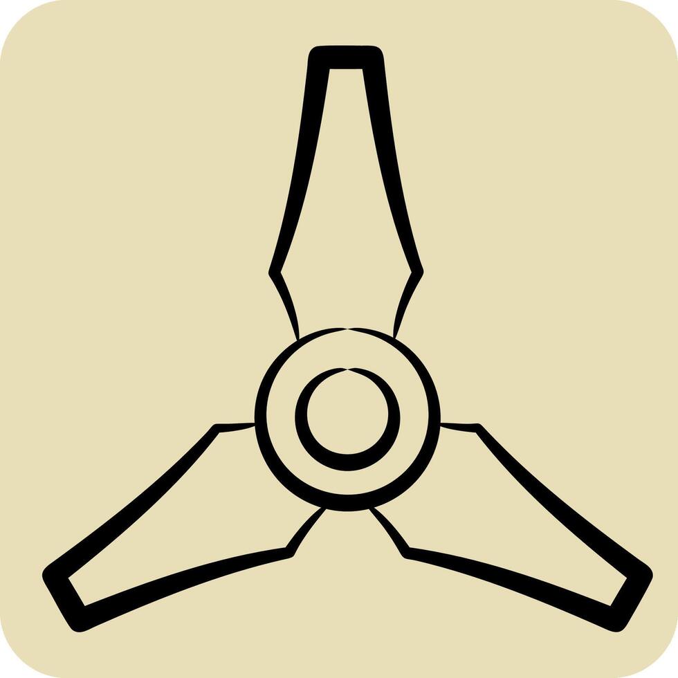 Icon Three Blades Propeller. related to Drone symbol. hand drawn style. simple design illustration vector