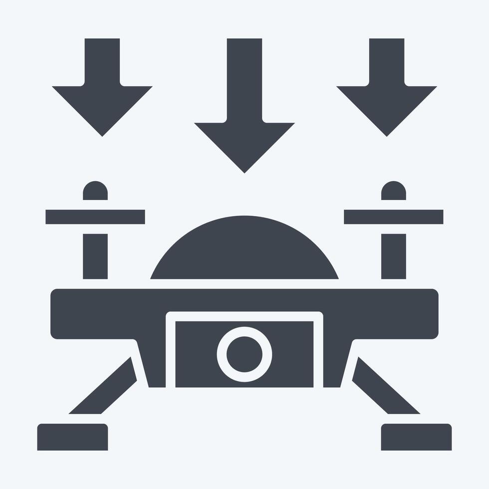 Icon Fly Down. related to Drone symbol. glyph style. simple design illustration vector