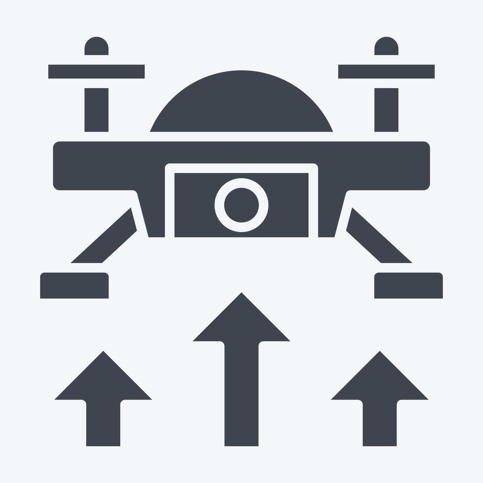 Icon Fly Up. related to Drone symbol. glyph style. simple design illustration 1 vector