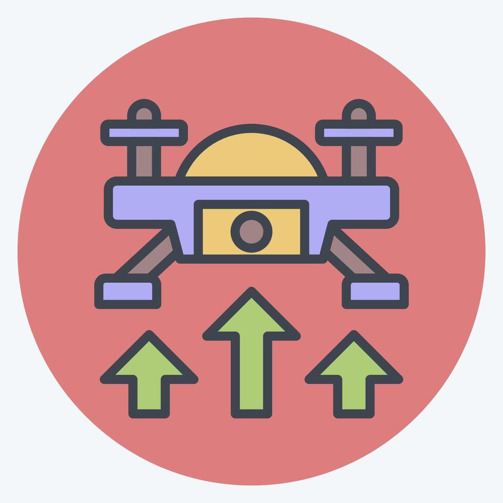Icon Fly Up. related to Drone symbol. color mate style. simple design illustration 1 vector