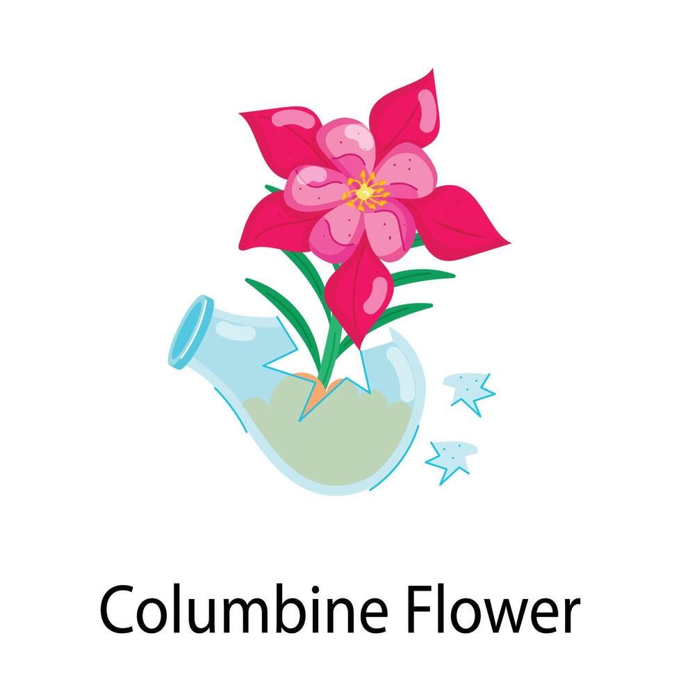 Garden Flowers Flat Stickers vector