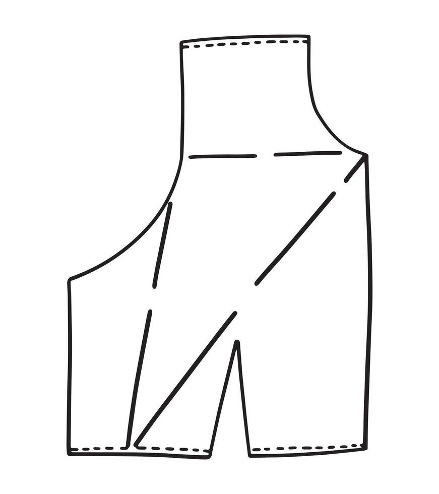 Tailor pattern sketch. Sewing craft, dressmaker equipment doodle. Outline illustration in retro engraving style. vector