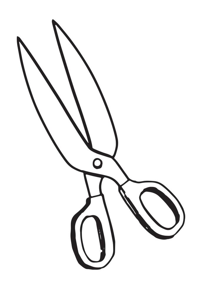 Scissor sketch. Sewing craft, tailor equipment doodle. Outline illustration in retro engraving style. vector